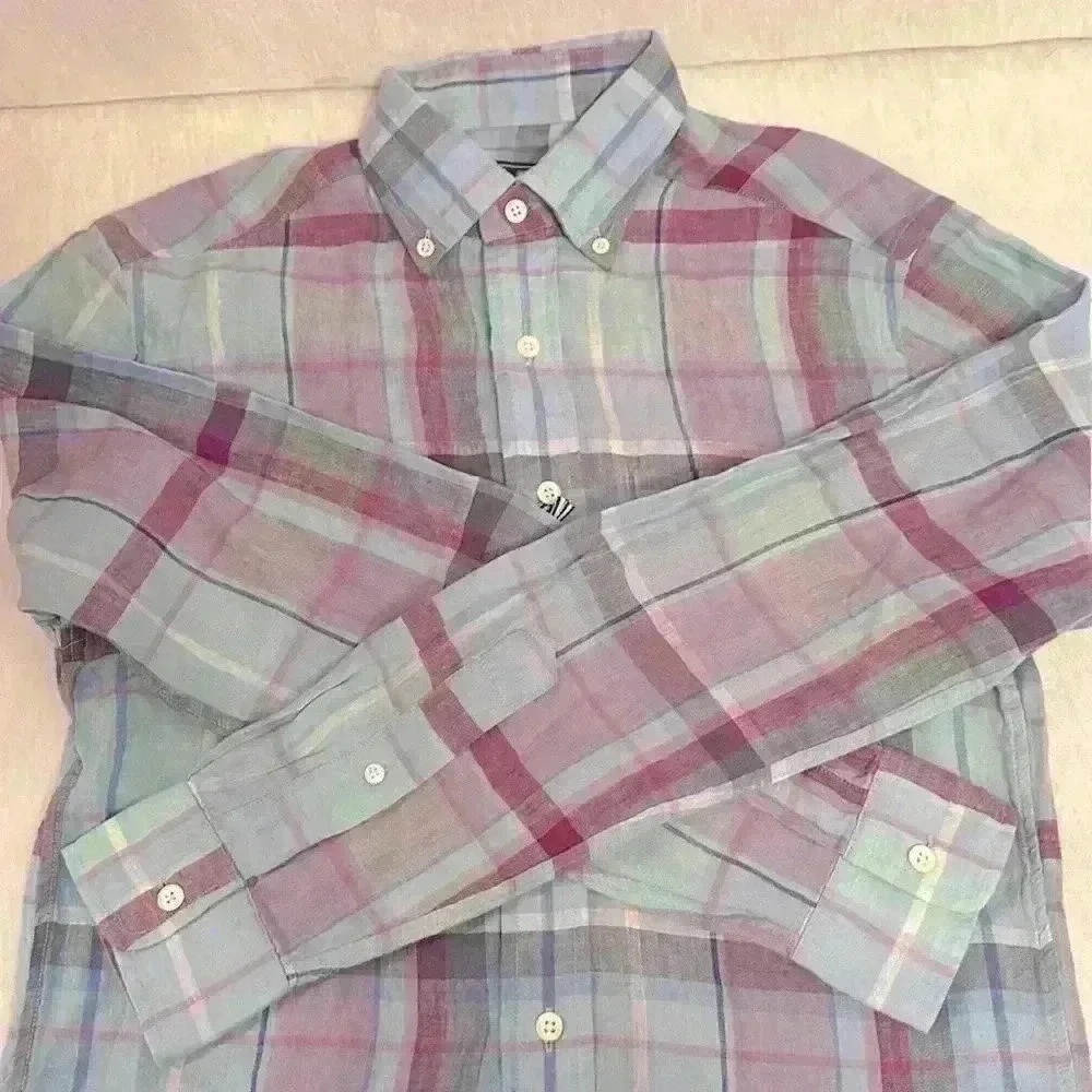 NWT Vineyard Vines 100% Linen Long Sleeve Button Down Plaid Shirt Men’s Size XS - Picture 4 of 13